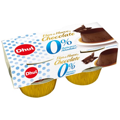 DHUL Flan de huevo y chocolate sin azúcares añadidos DHUL 4 x 100 g.