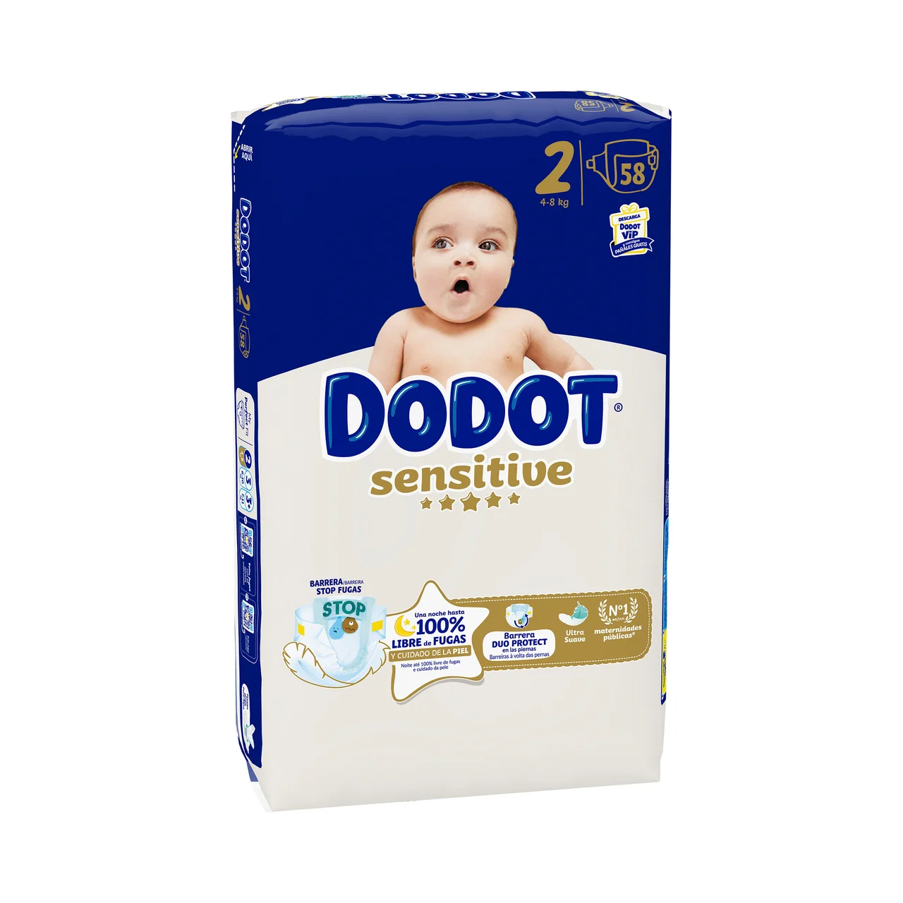 Sensitive Pañales talla 2 (4-8 kg) 58 uds.