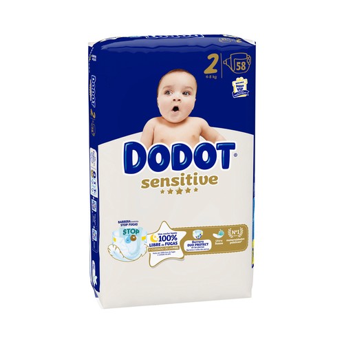 DODOT Sensitive Pañales talla 2 (4-8 kg) 58 uds.