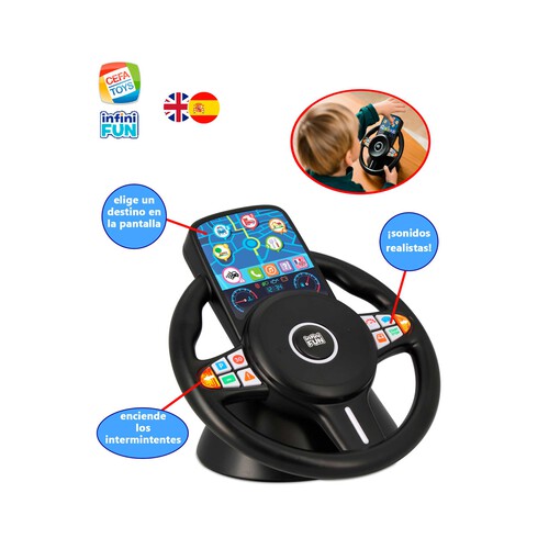 CEFA Toys - Infinifun Mi Primer Volante Electrónico, Incluye Juegos de Simulación de la Conducción, Números, Formas, Colores y Lugares, Bilingüe Español-Inglés, para Niños a Partir de los 18 Meses