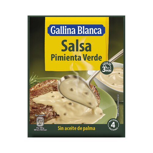 GALLINA BLANCA Salsa de pimienta verde sobre de 50 g.