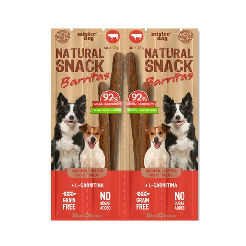 MISTER DOG Barritas para perro vacuno 4X12g