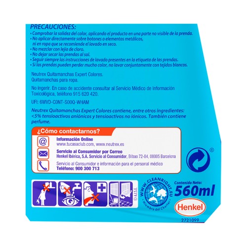 NEUTREX Quitamanchas pistola ropa de color 600 ml.