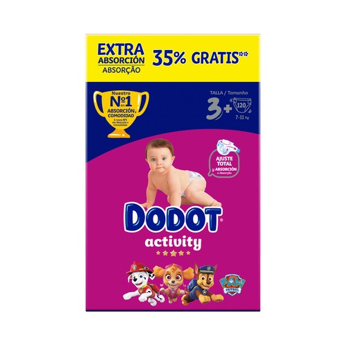DODOT Activity Pañales talla 3+ (7-11 kg) 120 uds.