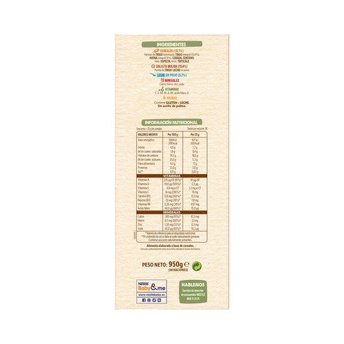 NESTLÉ Papilla de 8 cereales integrales con galleta María a partir de 6 meses NESTLÉ 950 g.