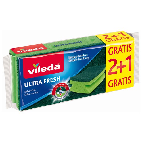 VILEDA Estropajo Salvauñas Ultra Fresh VILEDA 2+1 uds.