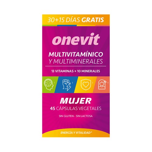 ONEVIT Multivitamínico (13) y multiminerales (11) especial mujer 45 uds.