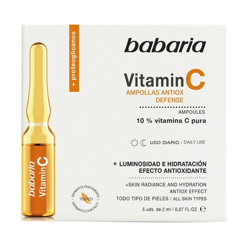 BABARIA Vitamin C Tratamiento en ampollas de uso diario con efecto antioxidante e hidratante 5 x 2 ml.