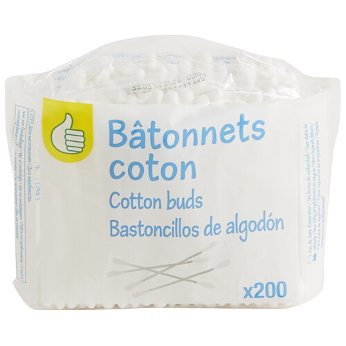 PRODUCTO ECONÓMICO ALCAMPO Bastoncillos de algodón PRODUCTO ECONÓMICO ALCAMPO 200 uds.