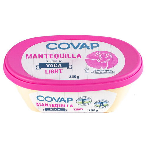 COVAP Tarrina de mantequilla light (50% menos de grasa) con sal COVAP 250 g.