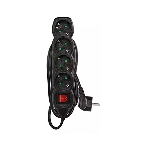 Base 4 tomas negra 2P+T interruptor 1,5m. EMOS
