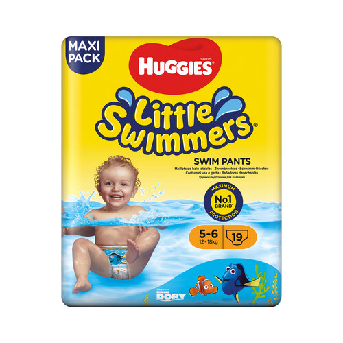 HUGGIES Pañales bañador unisex (bañador desechable) talla 5 - 6, para niños de 12 a 18 kilos HUGGIES Little swimmers 19 uds.