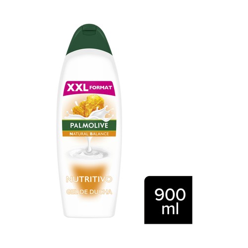 PALMOLIVE Natural balance Gel de baño o ducha con textura crema, enriquecido con leche y extracto de miel 900 ml.