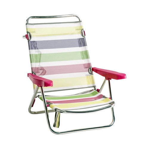 Silla de playa de aluminio y textileno con asa, varios colores ALCO.