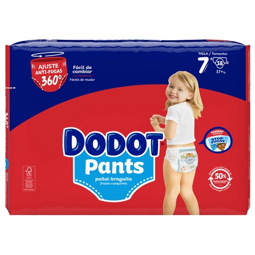 DODOT Pants (braguitas) de aprendizaje talla 7 (+17 kg) 38 uds.