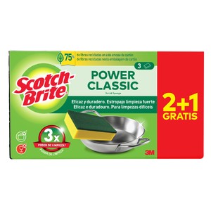 SCOTCH-BRITE Classic Estropajo de fibra verde para una limpieza fuerte 3 uds.