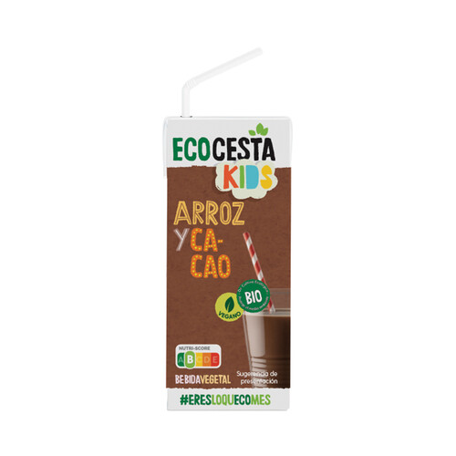ECOCESTA Kids Bebida vegetal ecológica de arroz, con cacao y calcio 250 ml.