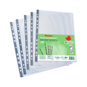 Imagen de 50 fundas perforadas, tamaño A4, ALCAMPO.