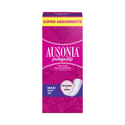 AUSONIA Salvaslips maxi con neutralizador de olor AUSONIA 30 uds.