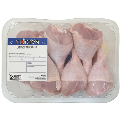 NORAVE Jamoncitos de pollo blanco con piel Bandeja.
