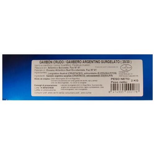 KRUSTASUR Gambones crudos 20/30 piezas KRUSTASUR 2 kg.
