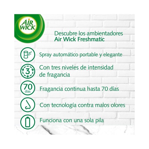 AIR WICK Ambientador lote de 2 recambios de ambientador automático con esencia a colonia nenuco AIR WICK Freshmatic Max.