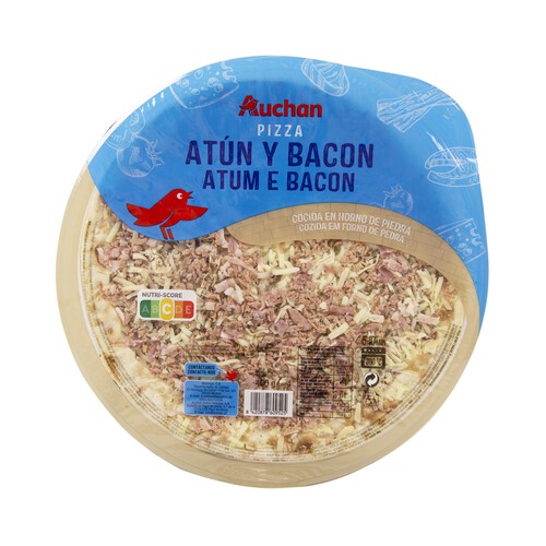 AUCHAN Pizza de atún y bacon cocida al horno de piedra 400 g. Producto Alcampo