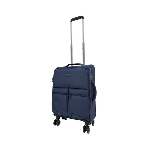 Maleta de cabina tipo trolley  8 ruedas  polysoft  55cm azul oscuro. AIRPORT