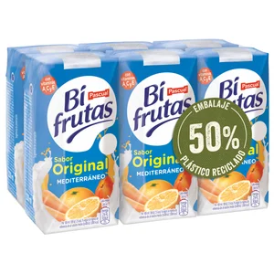 BIFRUTAS Leche con zumo de frutas mediterráneas y 0% materia grasa 6 x 200 ml.