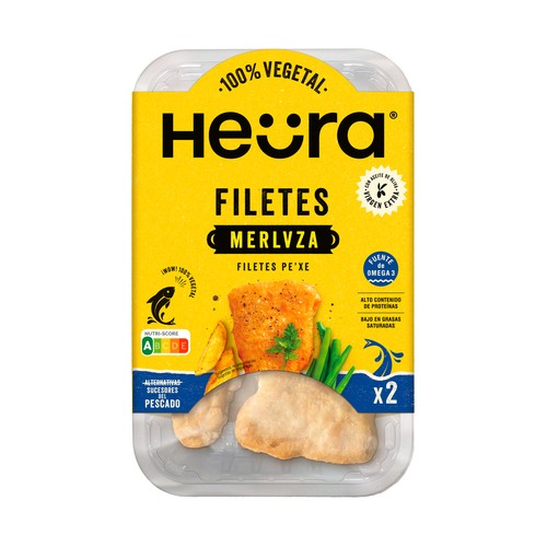 HEÜRA Filetes vegetales estilo merluza rebozada, a base de proteína de soja 160 g.