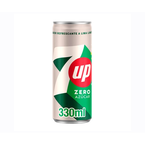 7UP Zero Refresco con sabor a lima limón, en lata de 330 ml.