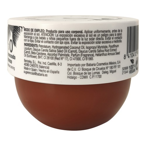 BABARIA Exotic bronze Gelatina bronceadora con extracto de coco y sin factor de protección solar 75 ml.
