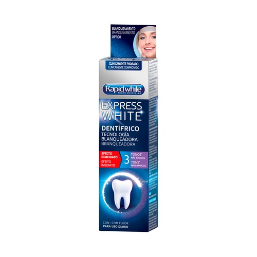RAPID WHITE Express white Pasta de dientes de uso diario, con tecnología blanqueadora de efecto inmediato 75 ml.