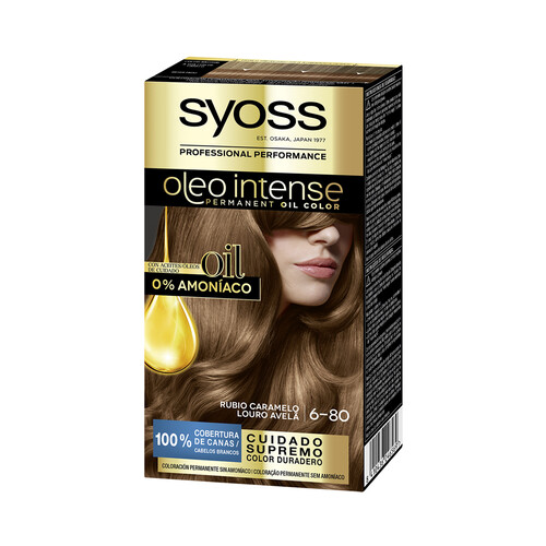SYOSS Tinte de pelo permanente tono 6-80 rubio caramelo SYOSS Oleo intense.