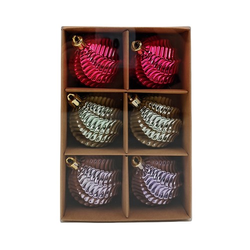 Set 6 Bolas de Plástico 6cm decoración para Árbol de Navidad, SNC