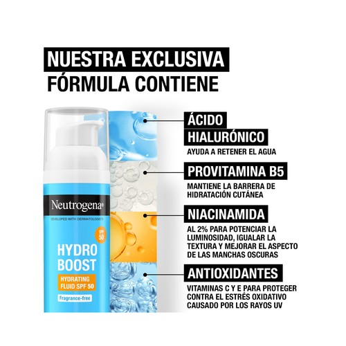 NEUTRÓGENA Hydro boost Crema facial hidratante sin perfume y con FPS 50 (muy alto) 50 ml.