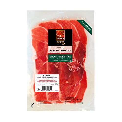 NAVIDUL Jamón curado gran reserva cortado en lonchas 104 g.