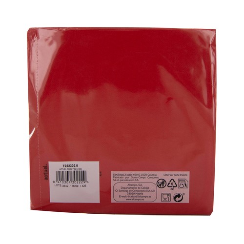 ACTUEL Servilletas doble capa de 40x40 en color rojo ACTUEL 50 uds.