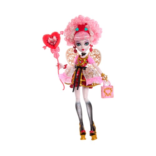 Monster High Cumplespantos Cupid Asteria, Muñeca de fiesta con alas y accesorios románticos +4 Años MATTEL