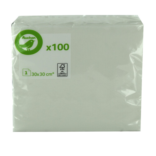 ACTUEL Servilletas de papel desechables 30 x 30 cm 1 capa blancas ACTUEL 100 uds.