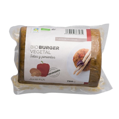 AHIMSA Burger vegetal a base de setas y pimientos ecológico AHIMSA 750 g.