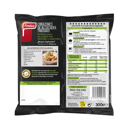 FINDUS Coraznoes de alcachofas de origen nacional, troceados y ultracongelados FINDUS 300 g.
