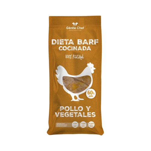 GENTLE CHEF Alimento de perro dieta barf pollo vegetales 200 g.