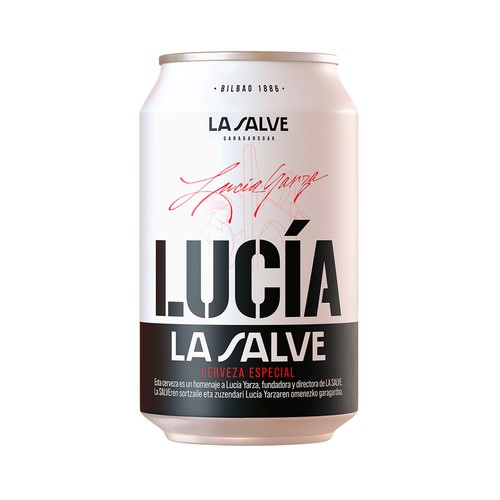 LA SALVE Cerveza rubia Lucía lata de 33 cl.