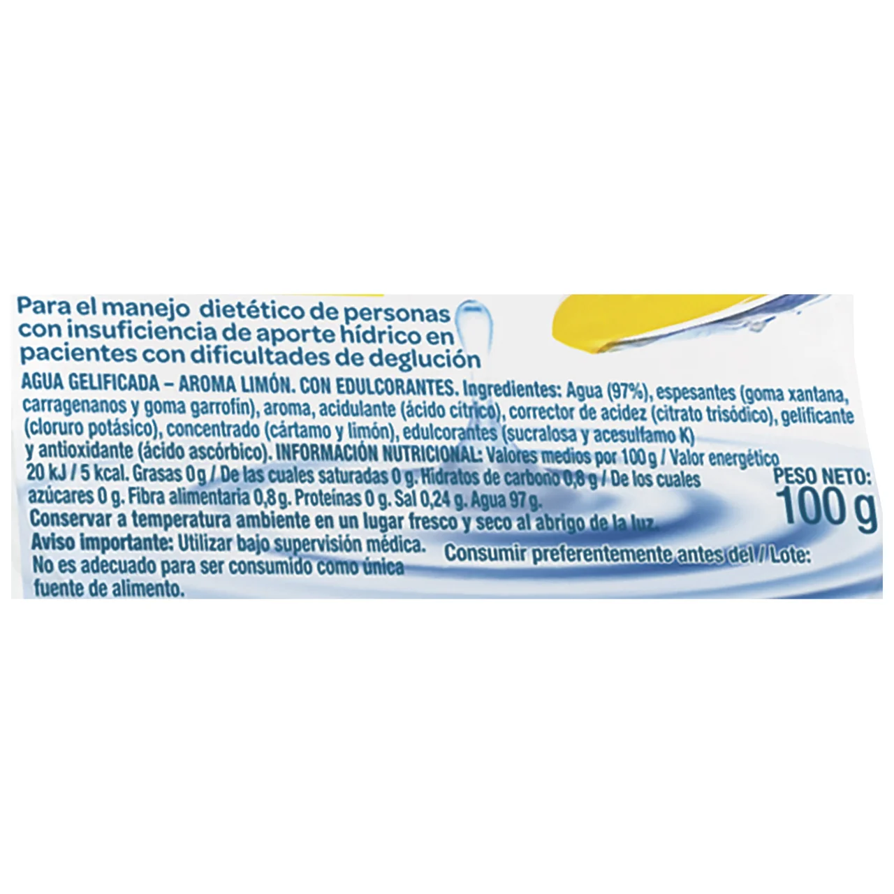 Healthcare Agua gelificada sabor limón 100 g.