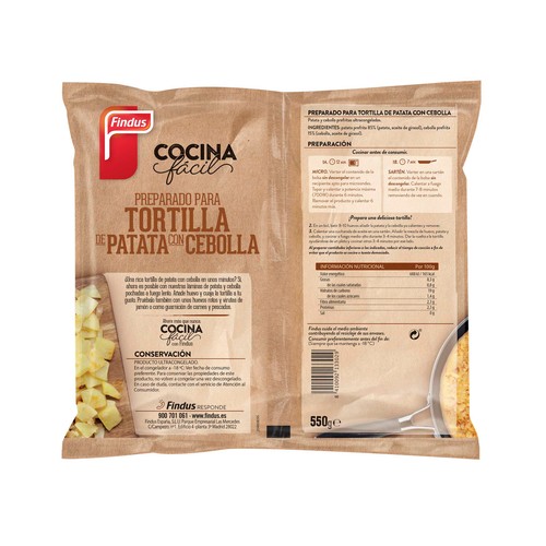 FINDUS Preparado para tortilla de patata con cebolla Cocina fácil 550 g.