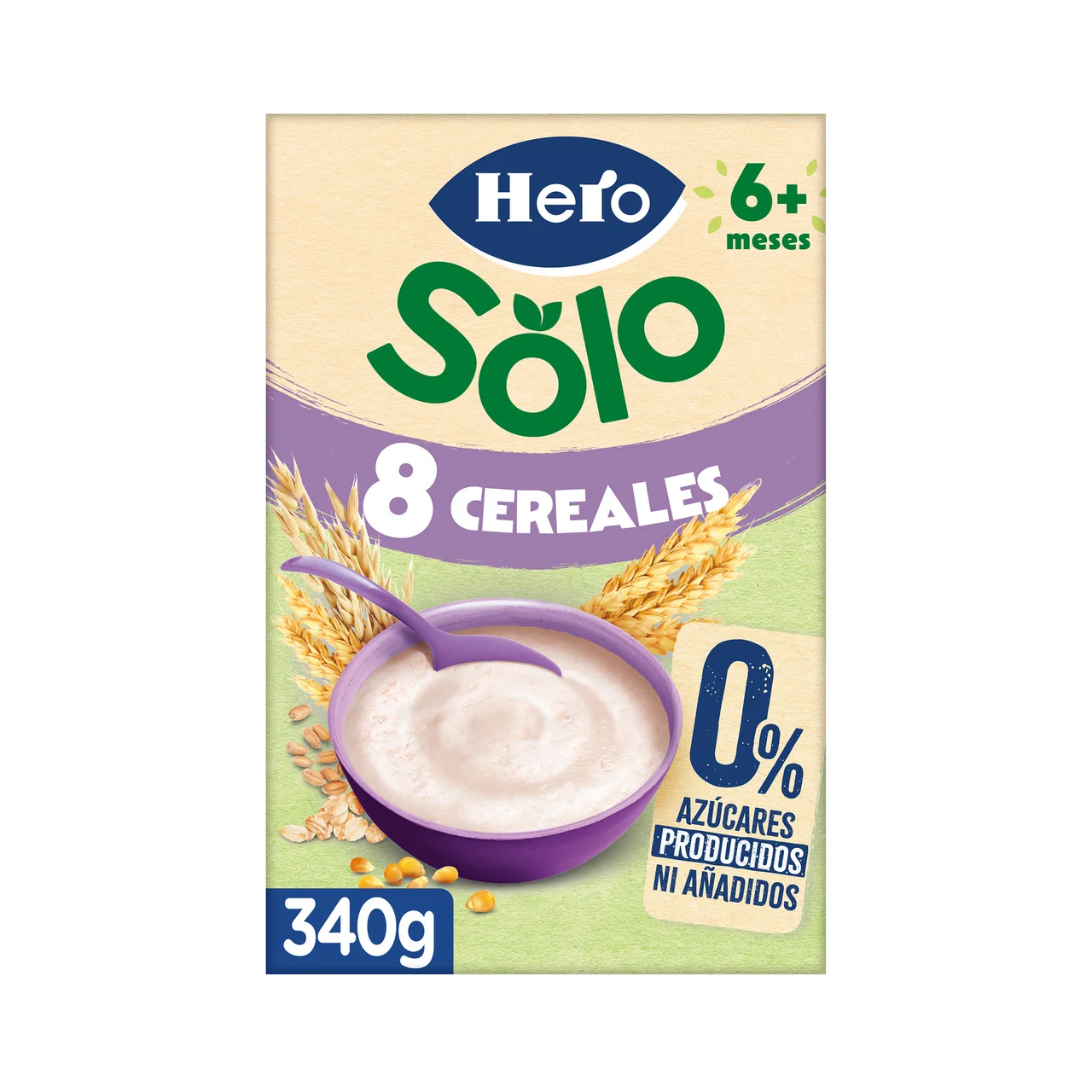 Solo Papilla de 8 cereales a partir de 6 meses 340 g.