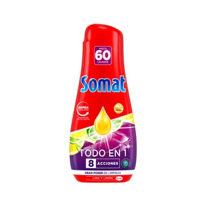 Imagen de SOMAT Detergente para lavavajillas en gel, Todo en 1 SOMAT 60 lav. 1080 ml.