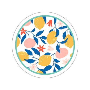 Imagen de 10 platos de cartón 23cm, con decoración de limones, ACTUEL