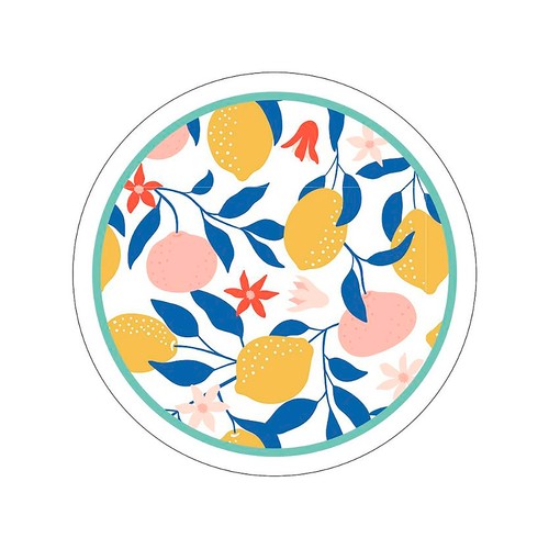 10 platos de cartón 23cm, con decoración de limones, ACTUEL